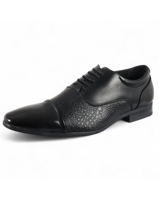 Infinity Leather Black Classic Lace-Up Brogue Formal Shoes Faux Leather for men