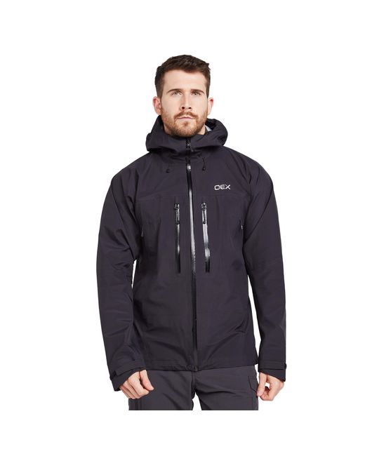 OEX Blue Tirran Waterproof Athletic Fit Jacket With Adjustable Hood, Hiking Raincoat for men