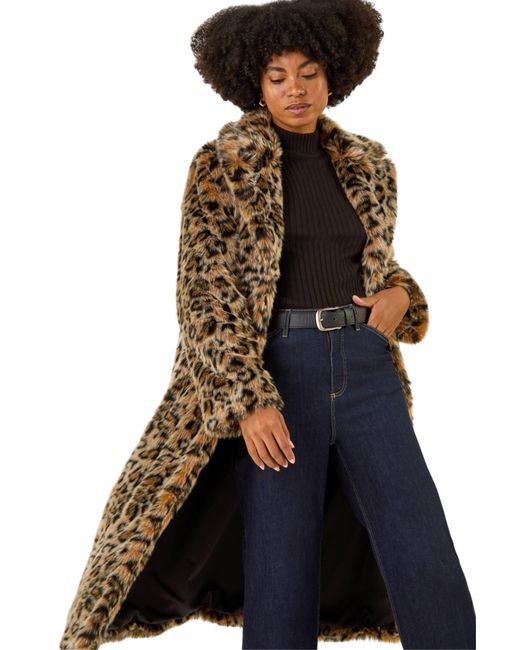 Roman Blue Premium Animal Faux Fur Coat