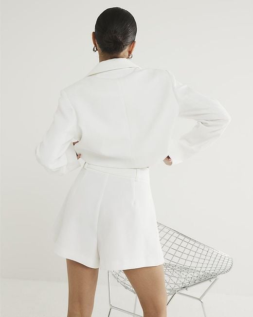 River Island White Shorts Petite Embellished Structured