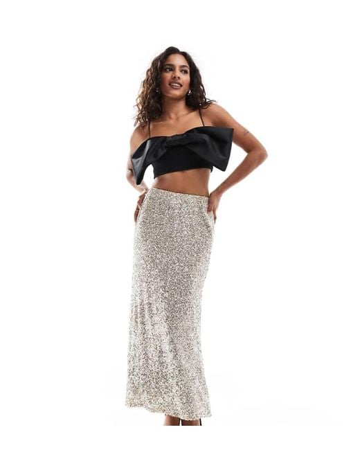 Never Fully Dressed White Petite Sequin Maxi Skirt