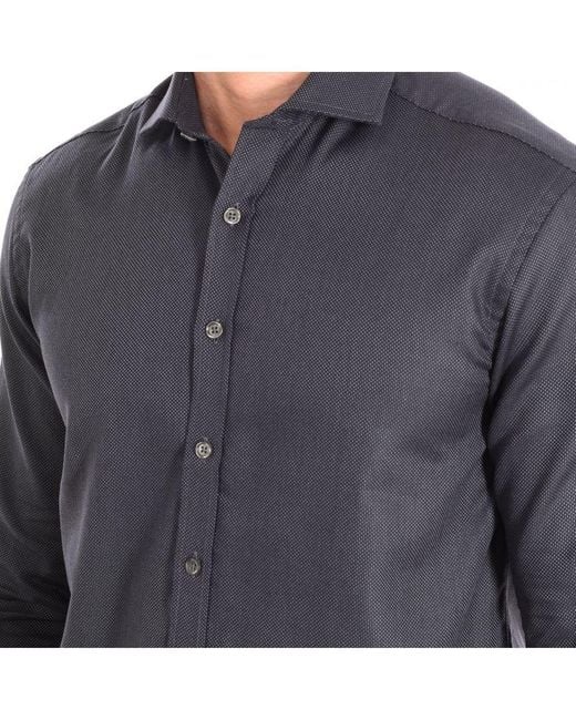 Café Coton Blue Carnoustie10 Long Sleeve And Lapel Collar Shirt for men