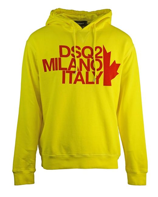 DSquared² Yellow Cool Fit Milano Hoodie Cotton for men