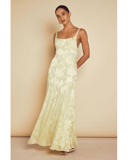 MissPap Natural Chiffon Floral Burnout Maxi Dress