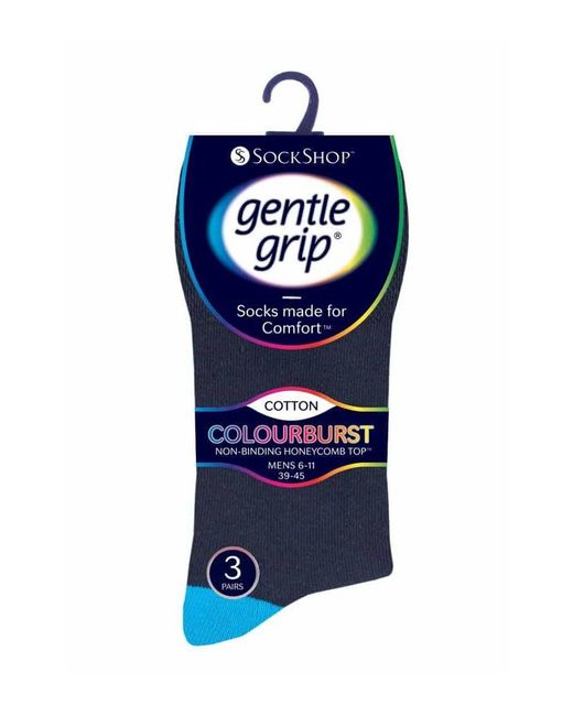 Gentle Grip Blue 6 Pairs Non Elastic Socks for men