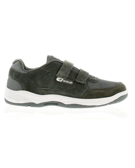 Gola Green Trainers Belmont Suede Wide Fit Touch Fastening Charcoal for men