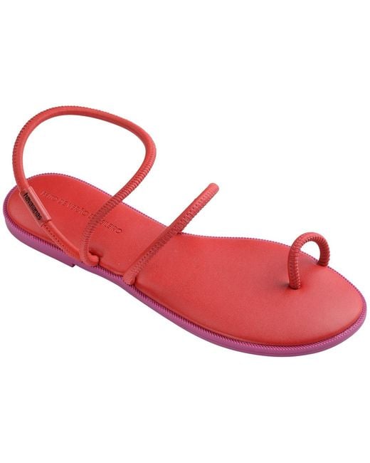 Havaianas Red Una Toe Post Thong Toe Flat Sandals