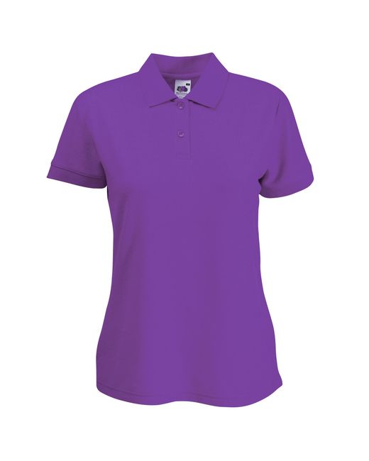 Fruit Of The Loom Purple Lady-Fit 65/35 Short Sleeve Polo Shirt