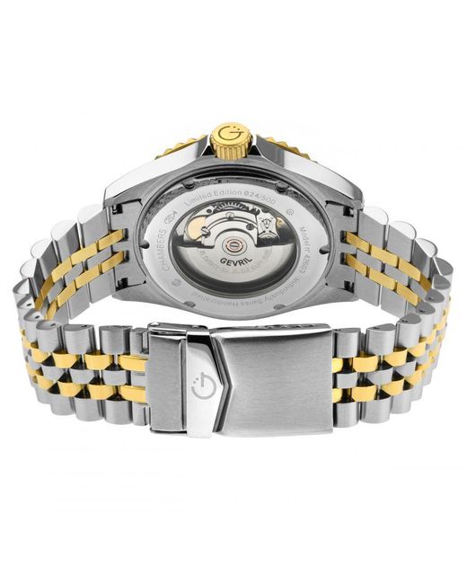 Gevril Metallic Chamber 42602 Swiss Made Automatic, Sellita Sw200 Two-Toned Stainless Steel Date Watch for men