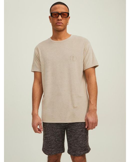 Jack & Jones Natural T-Shirts Short Sleeve Designer Crew Neck for men