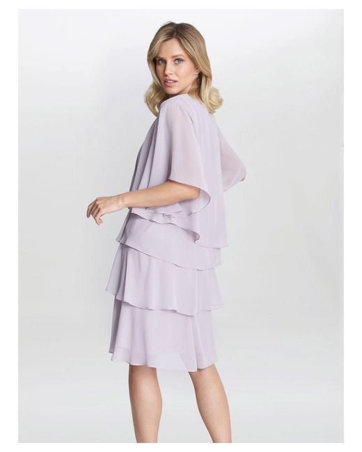 Gina Bacconi White Dawn Tiered Dress And Jacket