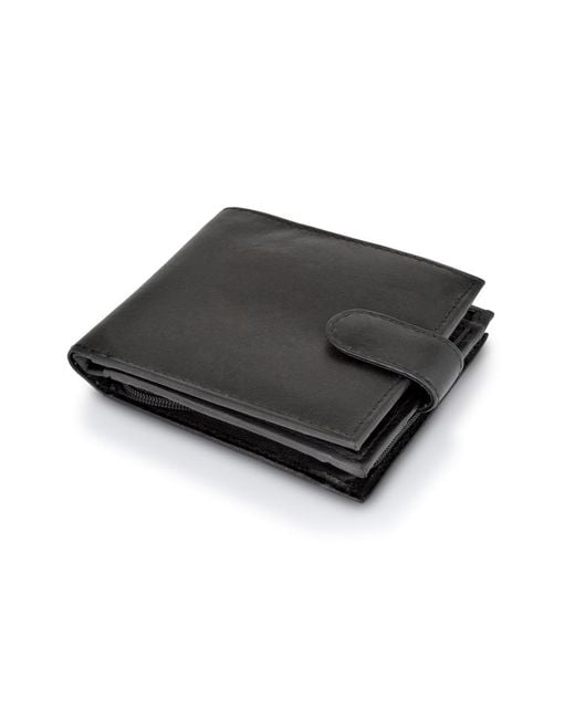 Woodland Leathers Black Leather Bi Fold 4.5" Rfid Multi Pocket Wallet With Coin for men