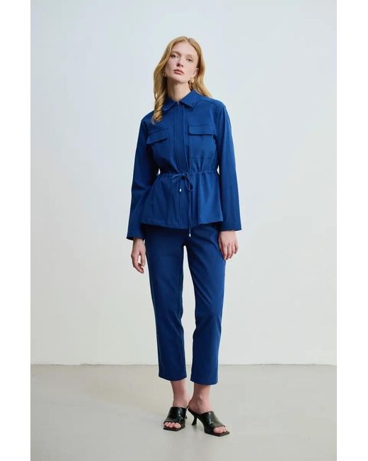 GUSTO Blue Belted Jacket With Pockets