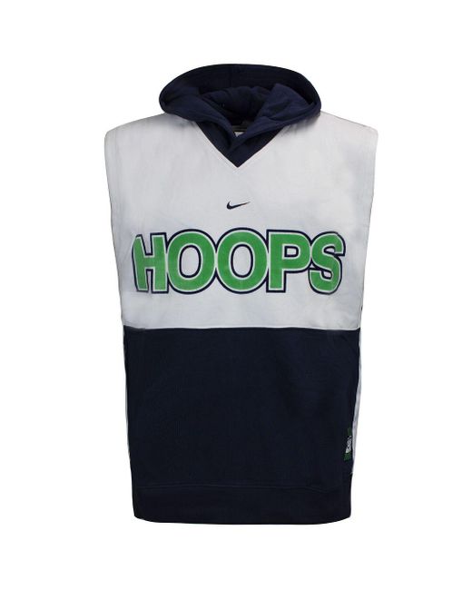 Nike Blue Hoops Logo Sleeveless Hooded Vest 137685 451 Cotton for men