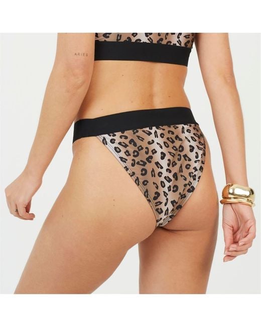Brave Soul Black Leg Animal Print Bikini Bottoms