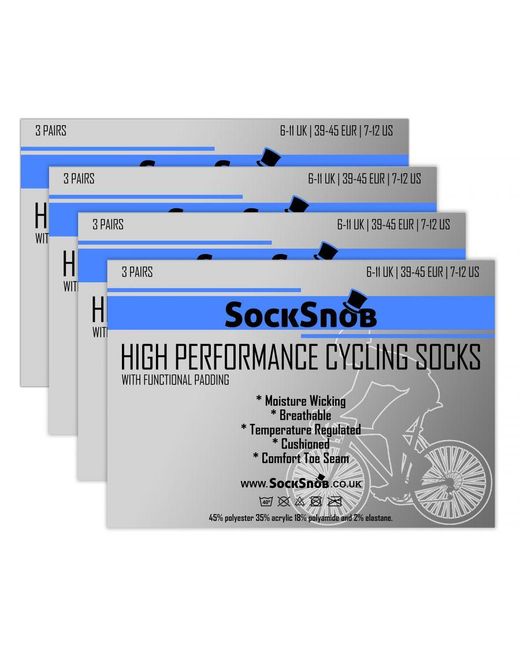 Sock Snob Blue 12 Pair Multipack Cycling Socks for men