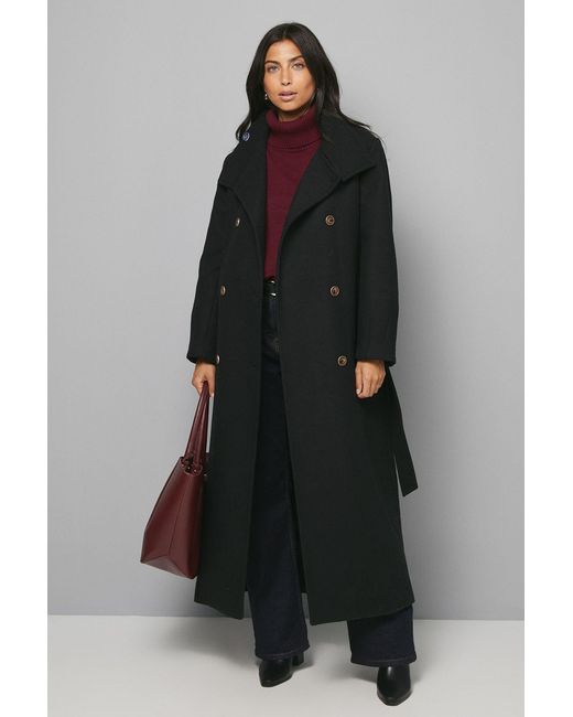 Wallis Black Funnel Neck Coat