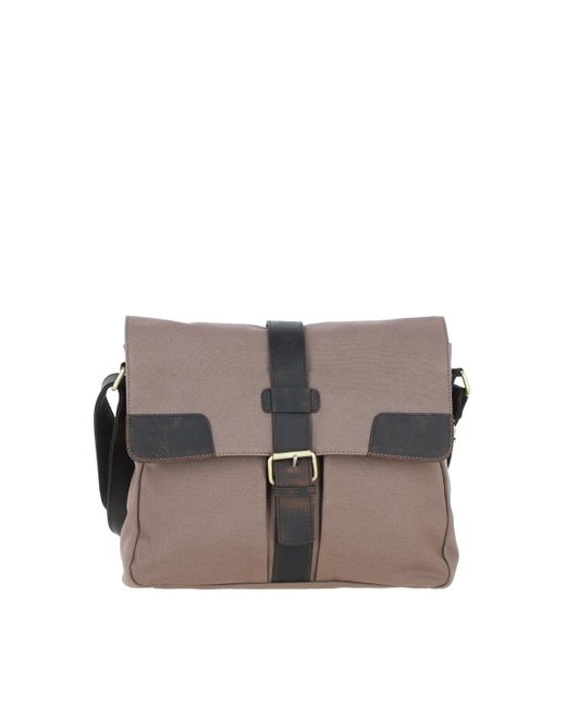 Fenland Sheepskin Gray Genuine Leather X Canvas Crossbody Bag for men
