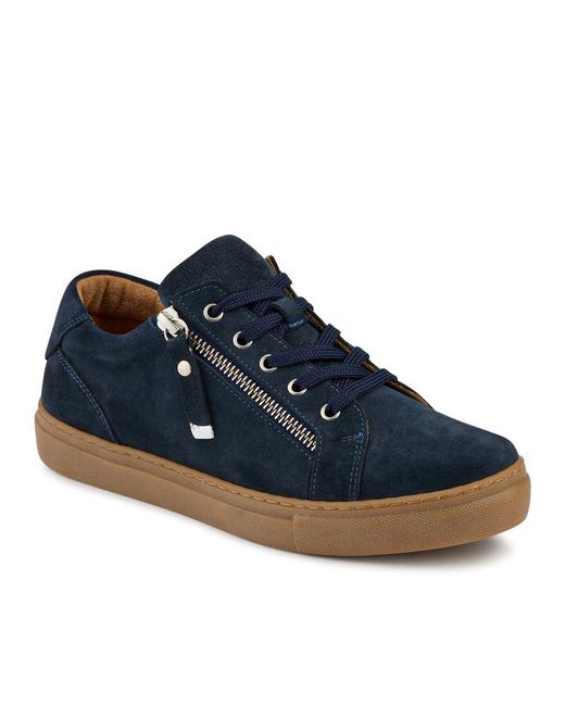 Jones Bootmaker Blue Padova2 Leather Lace-Up Trainers