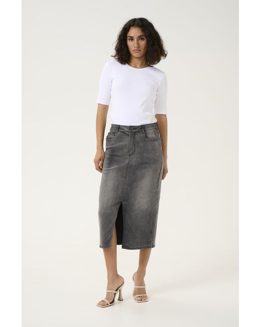 Kaffe Denim Rok Regular Fit Medium Denim in het Gray