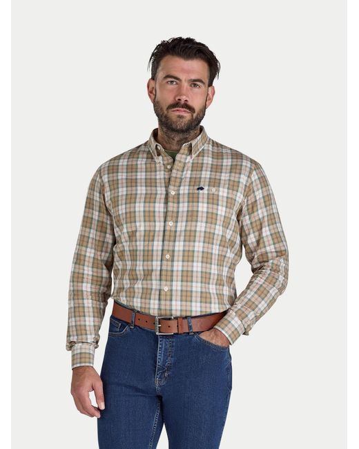 Raging Bull Blue Long Sleeve Suffolk Check Twill Shirt for men