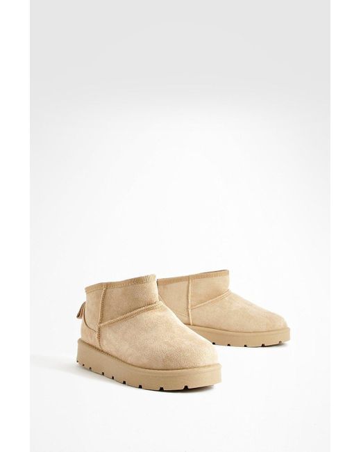 Boohoo Natural Ultra Mini Faux Fur Lined Boots
