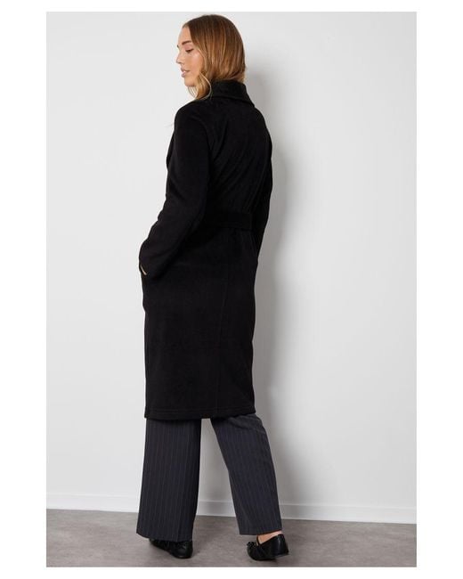 Threadbare Black 'Pippa' Shawl Collar Maxi Coat