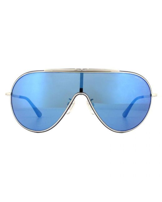 Police Blue Shield And Smoke Mirror Sunglasses Metal for men