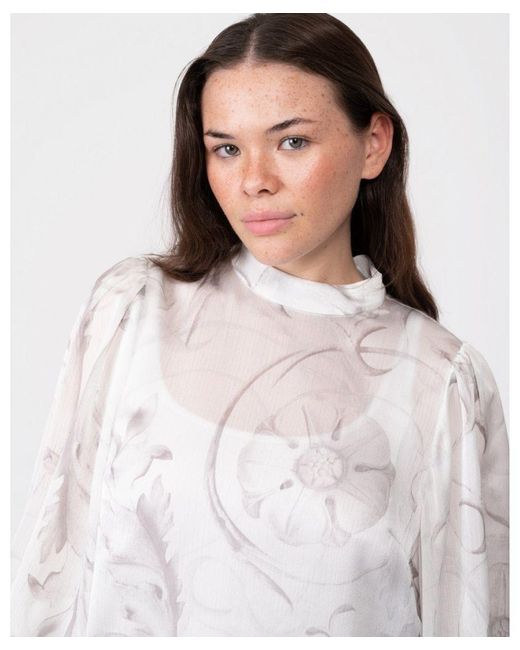 Ted Baker White Lilioh High Neck Balloon Sleeve Blouse