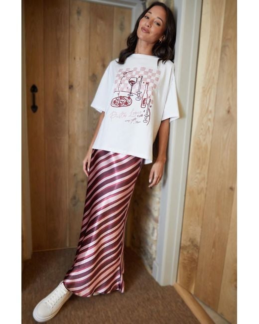 Threadbare Brown Satin Maxi Slip Skirt