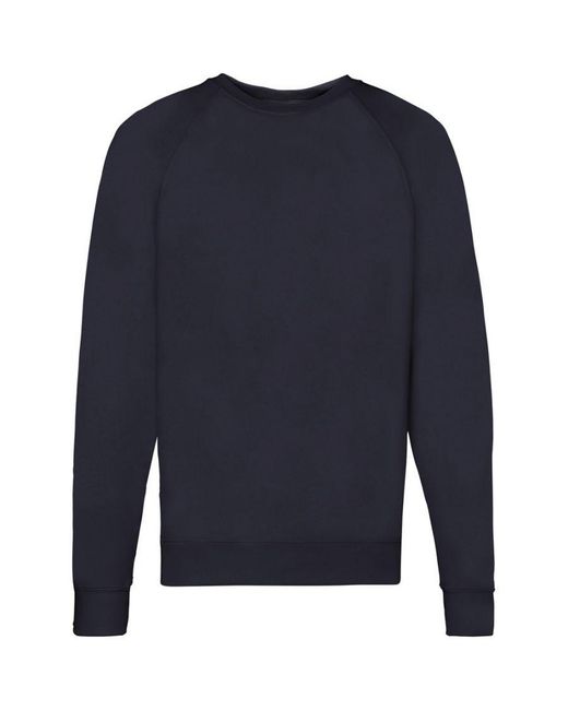 Fruit Of The Loom Blue Lightweight Raglan Sweatshirt (240 Gsm) (Deep) for men