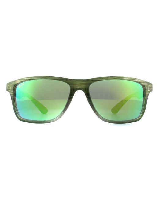 Maui Jim Green Rectangle Stripe Fade Polarized Sunglasses for men