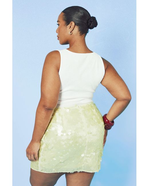 Boohoo Blue Plus Matte Mixed Sequin Mini Skirt
