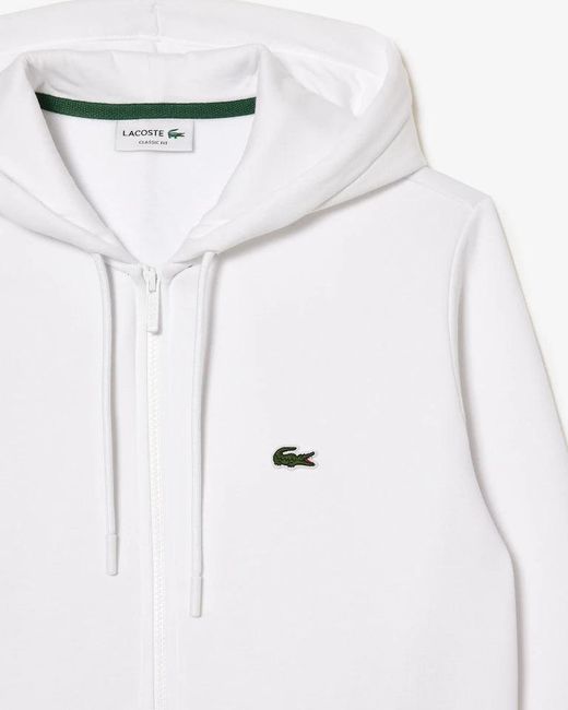 Lacoste White Zip Up Sweatshirt Cotton for men