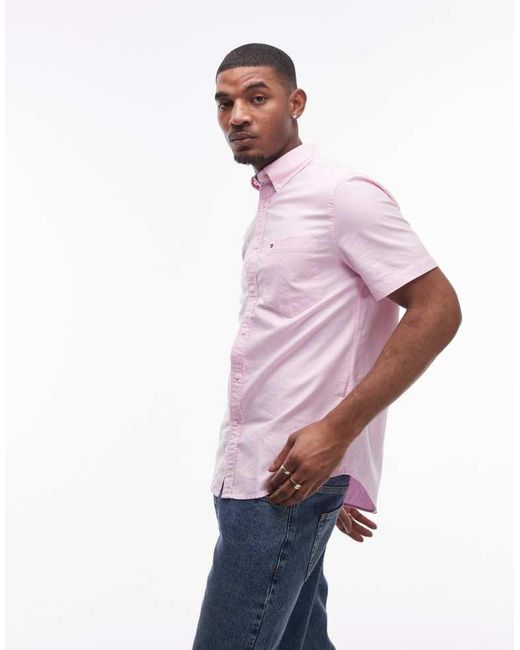 Tommy Hilfiger Pink Heritage Oxford Short Sleeve Shirt for men