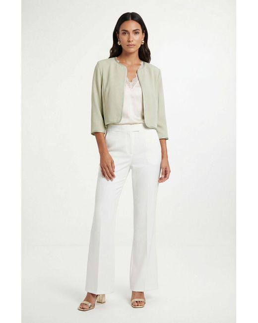 Wallis White Petite Woven Collarless Jacket