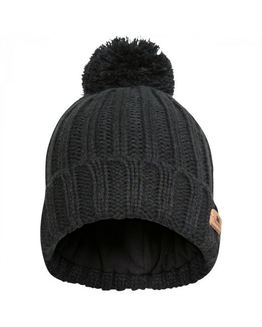 Trespass Black Thorns Beanie Hat for men