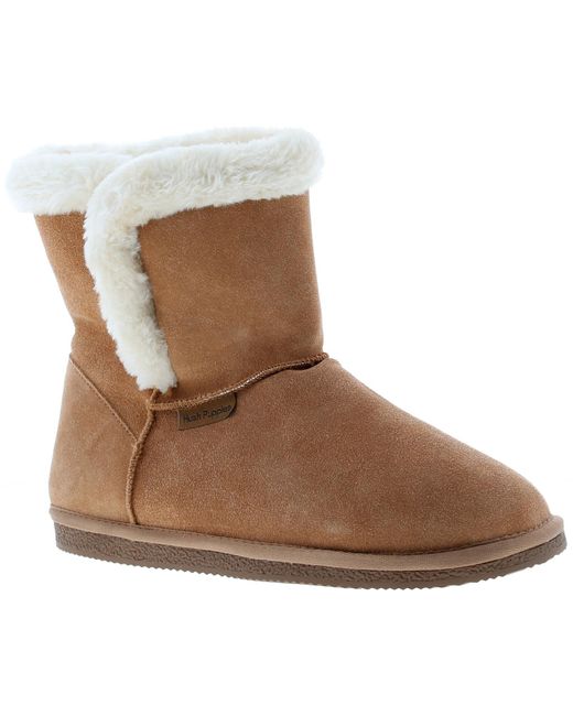 Hush Puppies Brown Slippers Booties Ashleigh Leather Slip On Suede