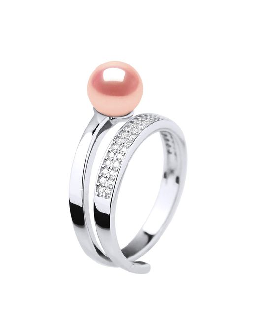 Diadema Pink Ring Rush Adjustable Freshwater Pearl Round 7-8 Mm Rose Jewelry 925