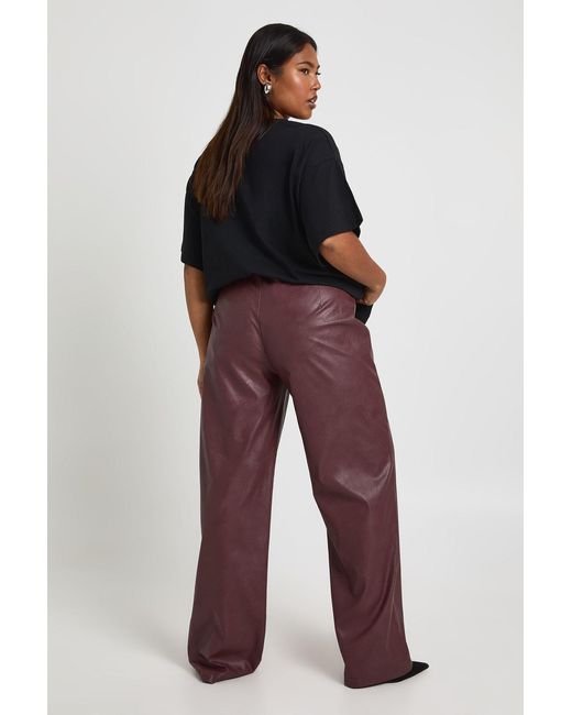 Boohoo Red Plus Faux Leather Straight Leg Trouser