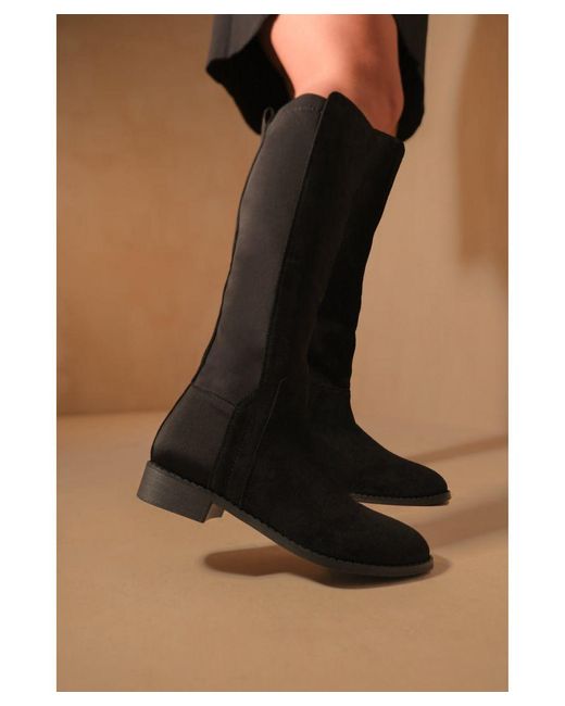 Where's That From Black 'Parker' Knee High Boots With Side Zip