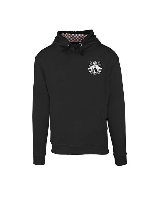 Aquascutum Black Hooded Neck Long Sleeve Sweatshirt for men