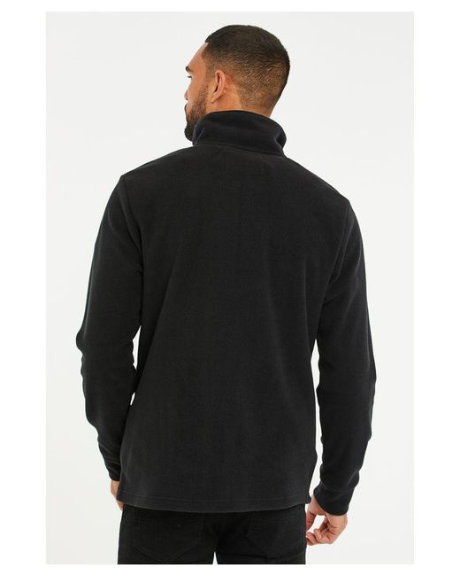 Black pedro Quarter Zip Quilted Fleece Jumper