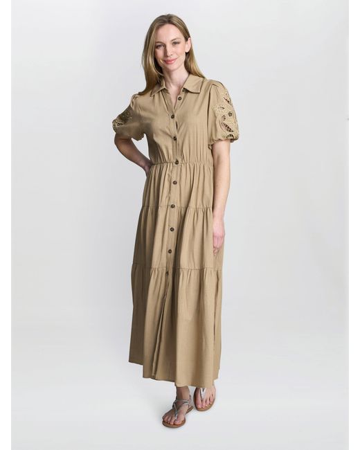 Gina Bacconi Natural Carey Puff Sleeve Dress