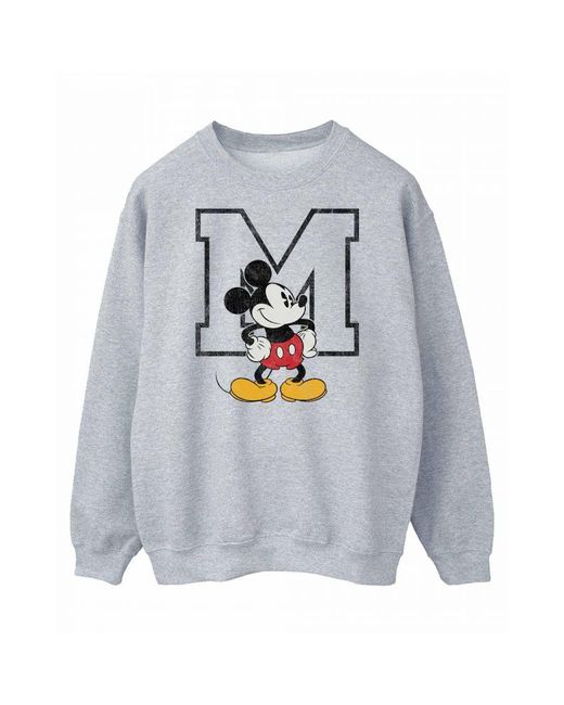 Disney Gray Classic M Mickey Mouse Sweatshirt (Sports) for men