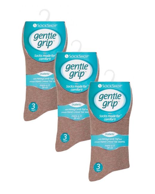 Gentle Grip Black 9 Pairs Non Elastic Cotton Soft Loose Top Socks for men