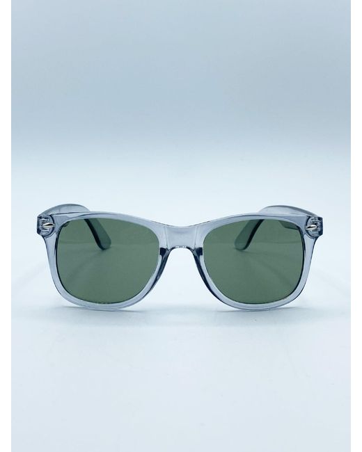 SVNX Blue Translucent Wayfarer With Khaki Lenses