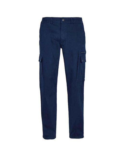 Sol's Blue Docker Stretch Cargo Trousers for men