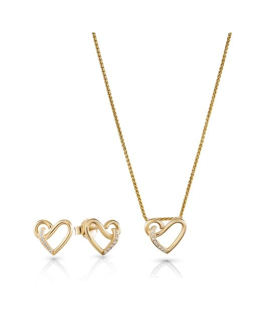 Orphelia Metallic 'Ida' 925 Sterling Set: Chain-Pendant + Earrings