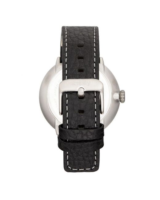Simplify Black The 7100 Leather-Band Watch W/Date